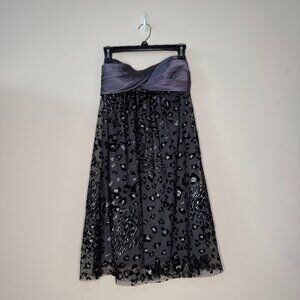 Jump Apparel Strapless Eggplant Dress with Glitter Leopard Skirt Size XSP